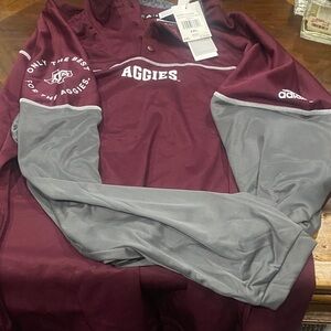 adidas Maroon and Gray Aggies Pullover Jacket